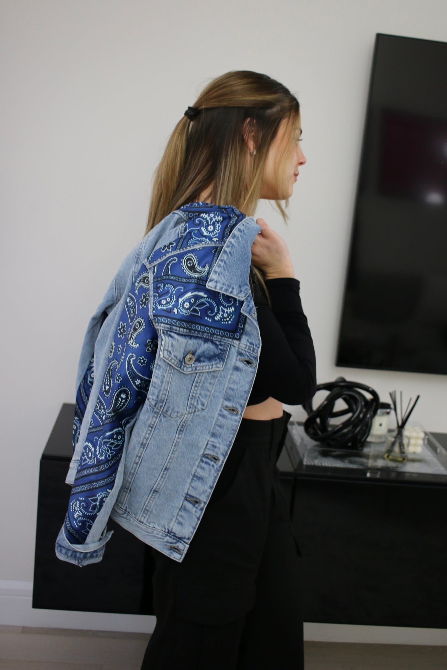 Paisley Silk and Denim Jacket