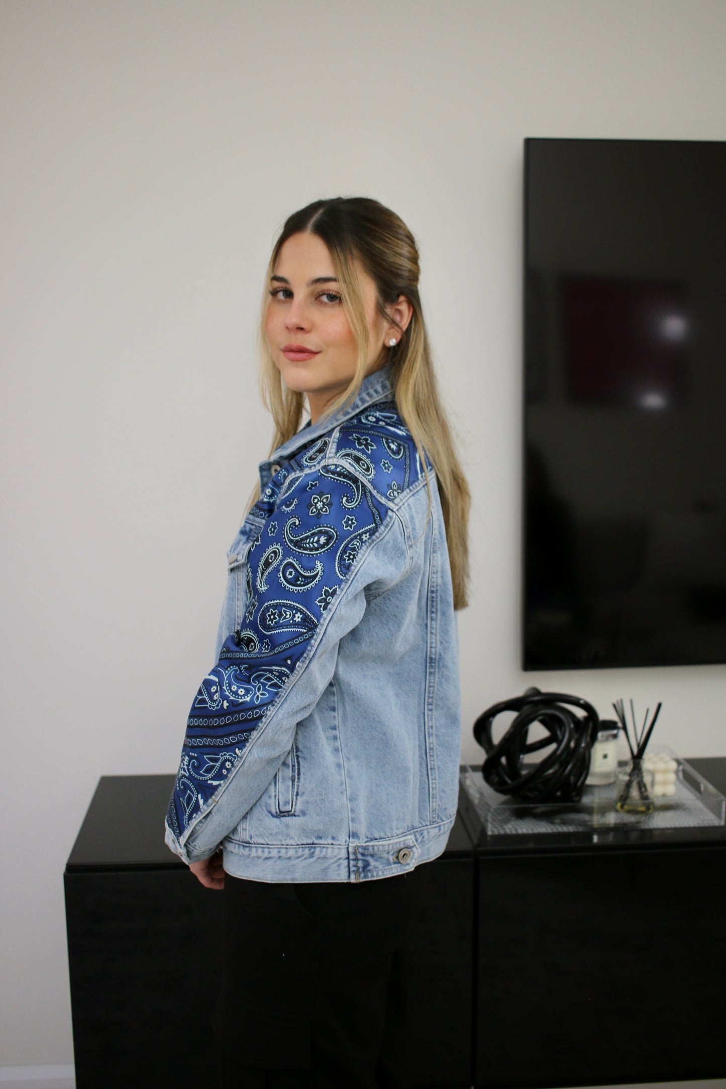 Paisley Silk and Denim Jacket