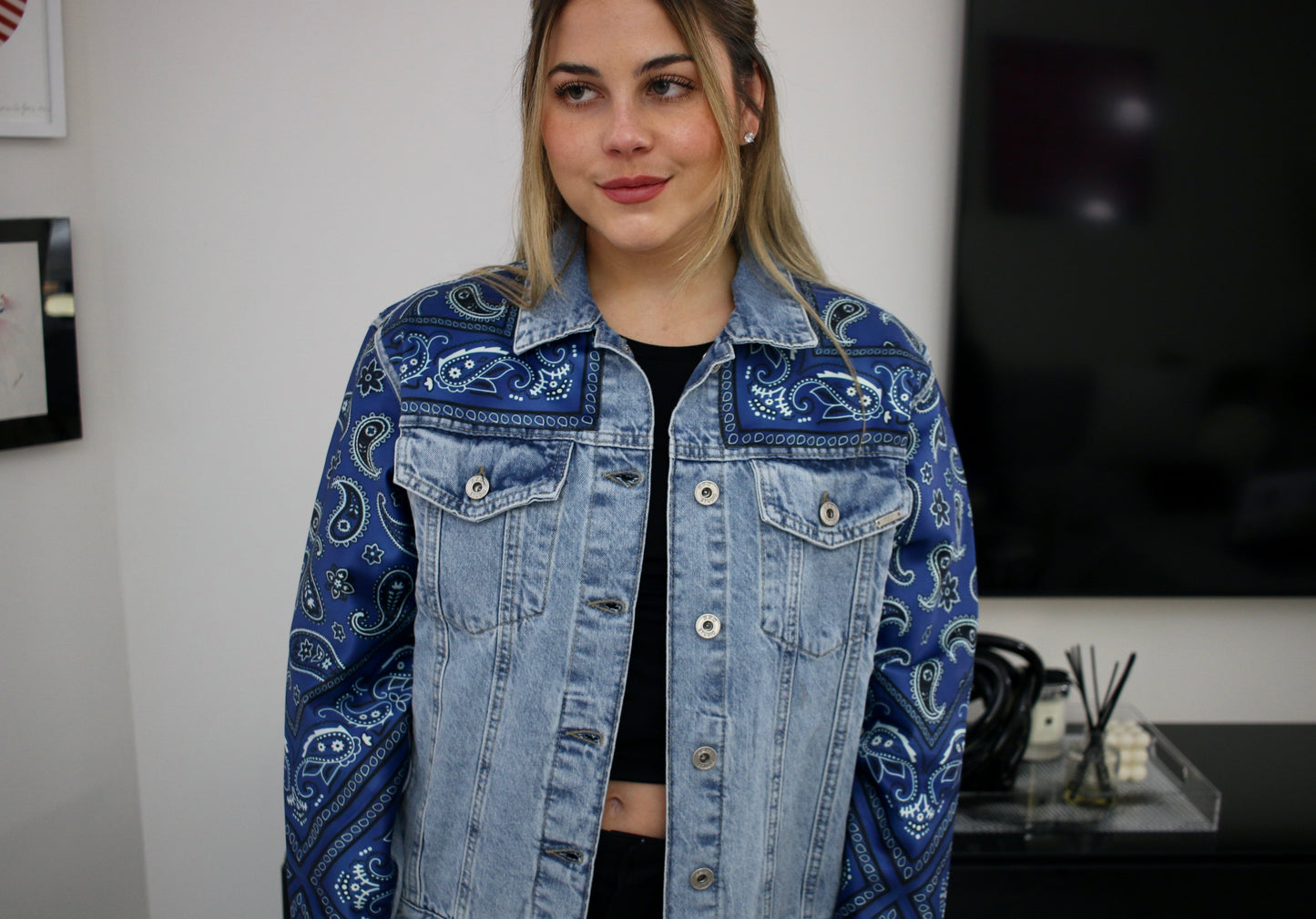 Paisley Silk and Denim Jacket