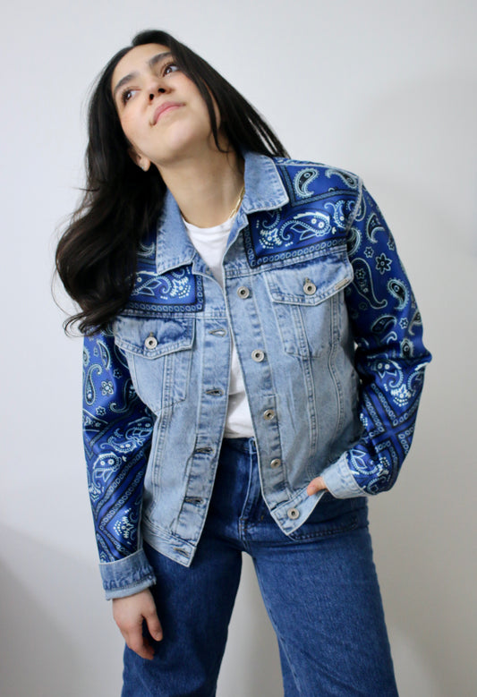 Paisley Silk and Denim Jacket