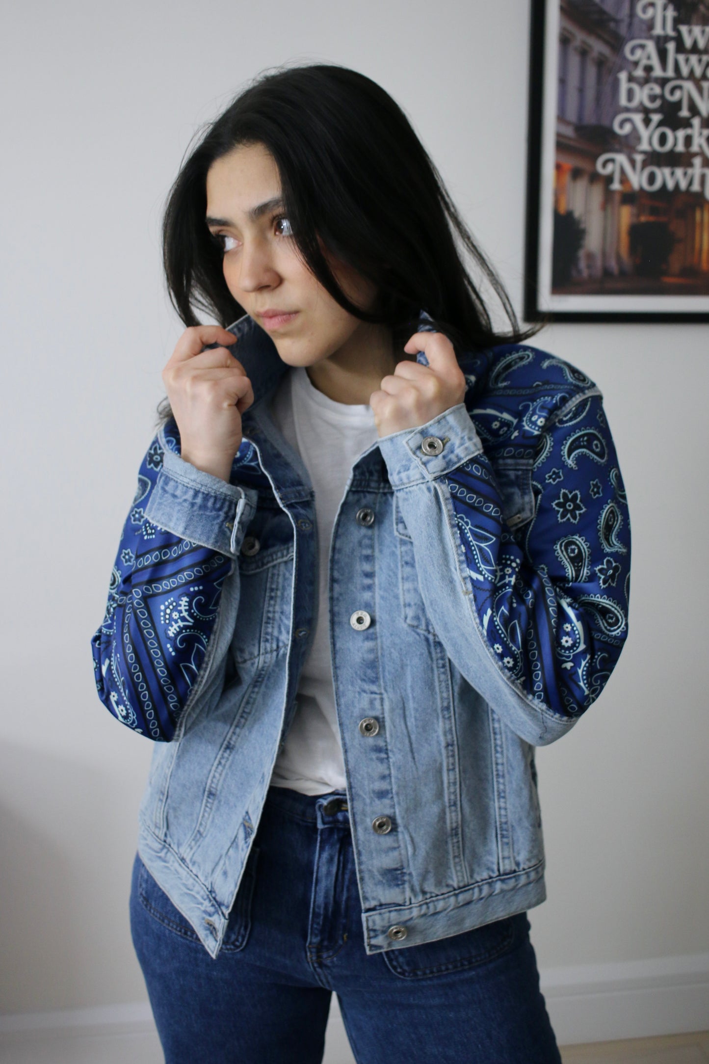 Paisley Silk and Denim Jacket